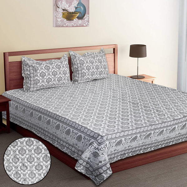 Luxury Cotton Bedsheet (120x120 inches) with 2 Pillow Covers – Soft & Stylish
