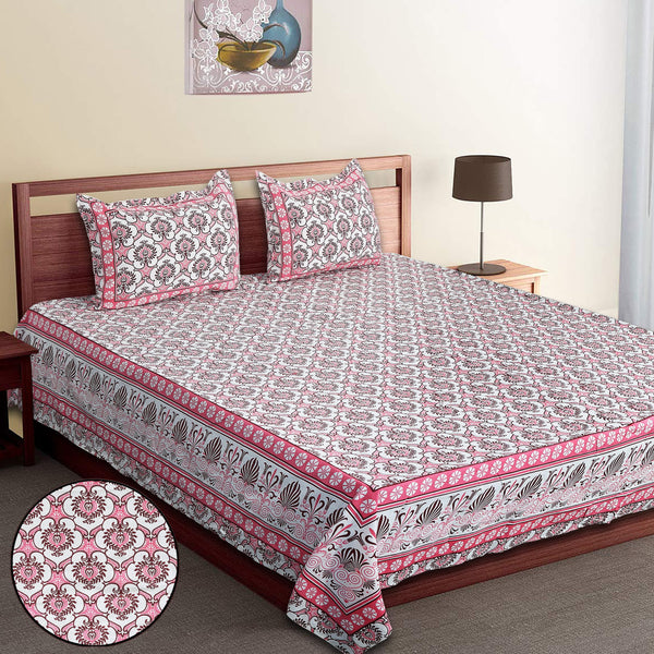 Luxury Cotton Bedsheet (120x120 inches) with 2 Pillow Covers – Soft & Stylish