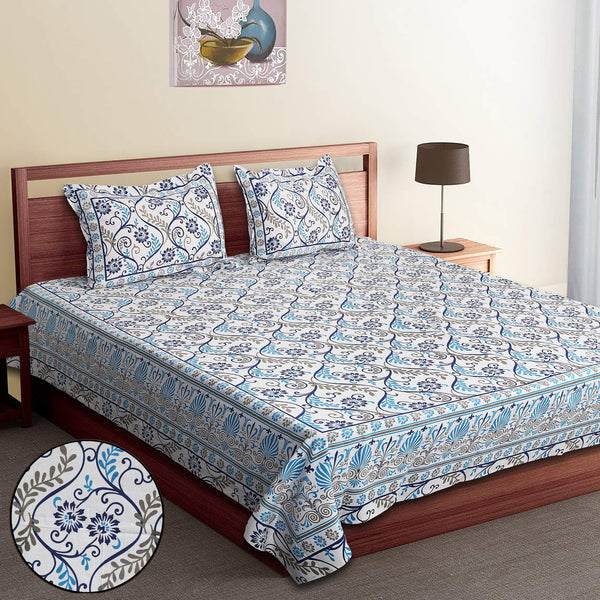 Luxury Cotton Bedsheet (120x120 inches) with 2 Pillow Covers – Soft & Stylish