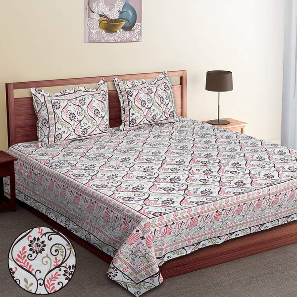Luxury Cotton Bedsheet (120x120 inches) with 2 Pillow Covers – Soft & Stylish