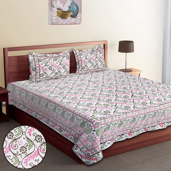 Luxury Cotton Bedsheet (120x120 inches) with 2 Pillow Covers – Soft & Stylish