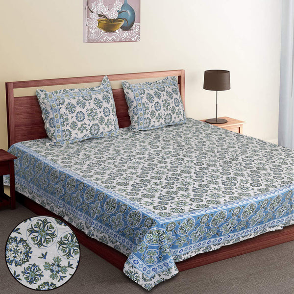 Luxury Cotton Bedsheet (120x120 inches) with 2 Pillow Covers – Soft & Stylish