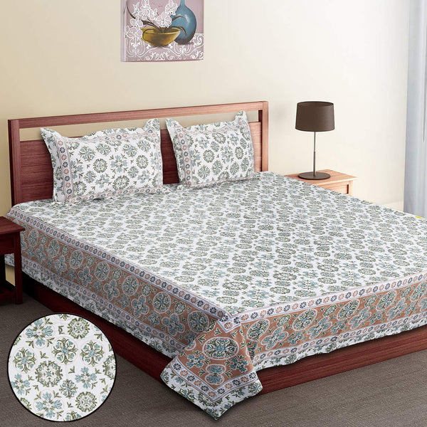 Luxury Cotton Bedsheet (120x120 inches) with 2 Pillow Covers – Soft & Stylish