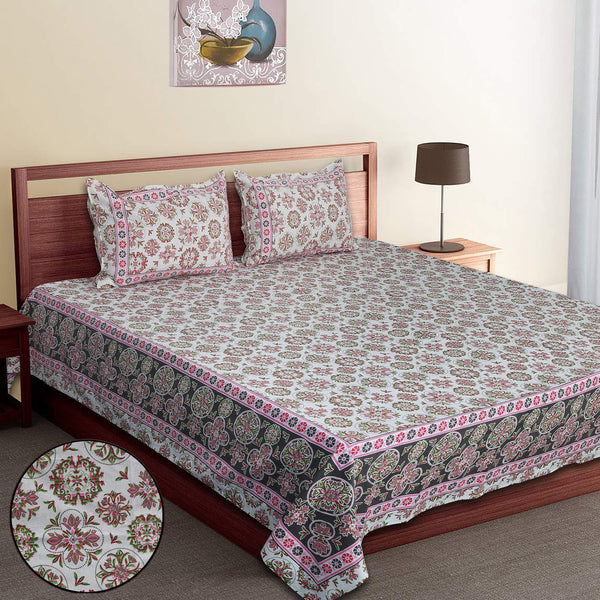 Luxury Cotton Bedsheet (120x120 inches) with 2 Pillow Covers – Soft & Stylish