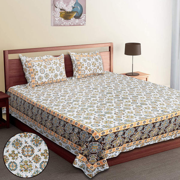 Luxury Cotton Bedsheet (120x120 inches) with 2 Pillow Covers – Soft & Stylish