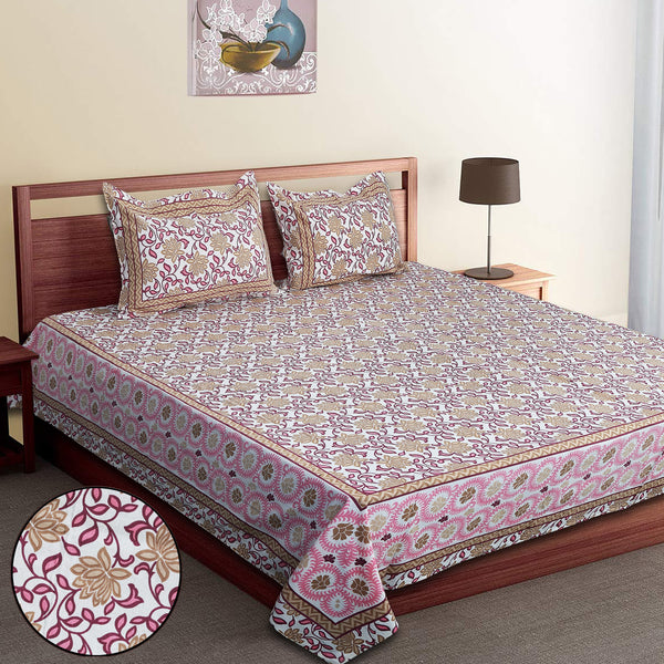 Luxury Cotton Bedsheet (120x120 inches) with 2 Pillow Covers – Soft & Stylish