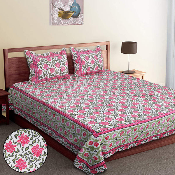 Luxury Cotton Bedsheet (120x120 inches) with 2 Pillow Covers – Soft & Stylish