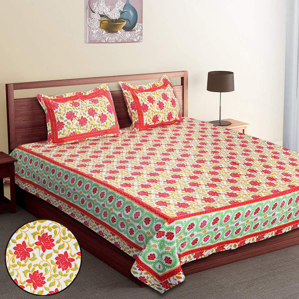 Luxury Cotton Bedsheet (120x120 inches) with 2 Pillow Covers – Soft & Stylish