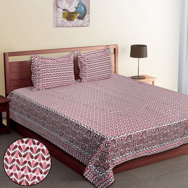 Luxury Cotton Bedsheet (120x120 inches) with 2 Pillow Covers – Soft & Stylish