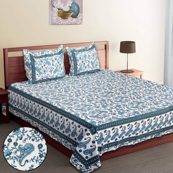 Luxury Cotton Bedsheet (120x120 inches) with 2 Pillow Covers – Soft & Stylish
