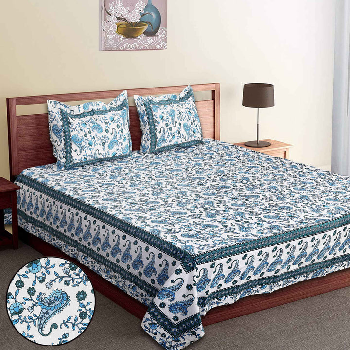 Luxury Cotton Bedsheet (120x120 inches) with 2 Pillow Covers – Soft & Stylish