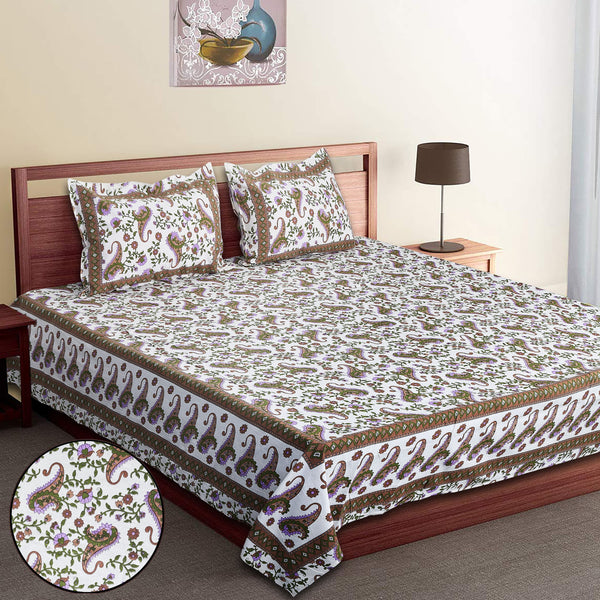 Luxury Cotton Bedsheet (120x120 inches) with 2 Pillow Covers – Soft & Stylish