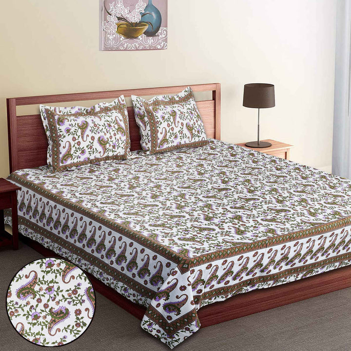 Luxury Cotton Bedsheet (120x120 inches) with 2 Pillow Covers – Soft & Stylish