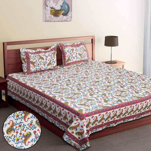 Luxury Cotton Bedsheet (120x120 inches) with 2 Pillow Covers – Soft & Stylish