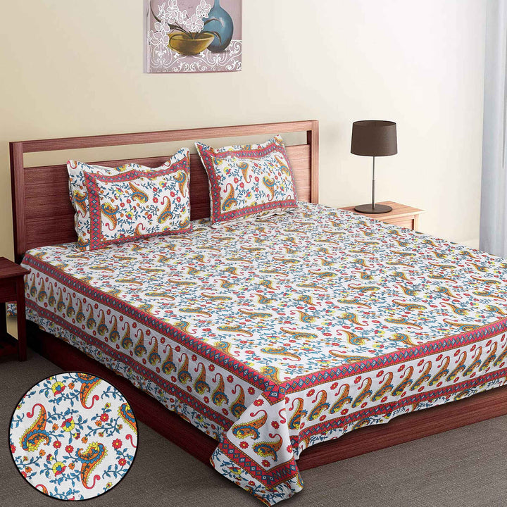 Luxury Cotton Bedsheet (120x120 inches) with 2 Pillow Covers – Soft & Stylish