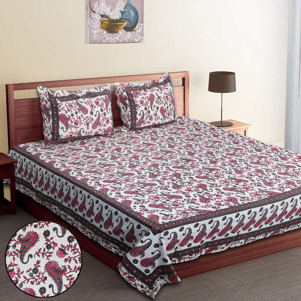 Luxury Cotton Bedsheet (120x120 inches) with 2 Pillow Covers – Soft & Stylish