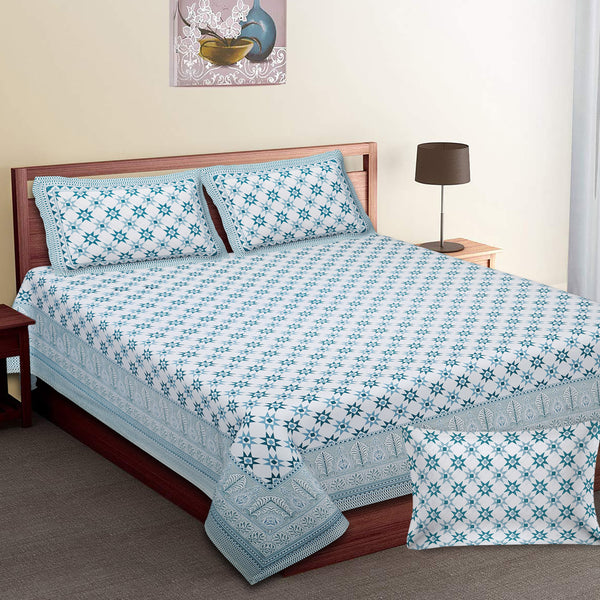 Luxury Cotton Bedsheet (120x120 inches) with 2 Pillow Covers – Soft & Stylish