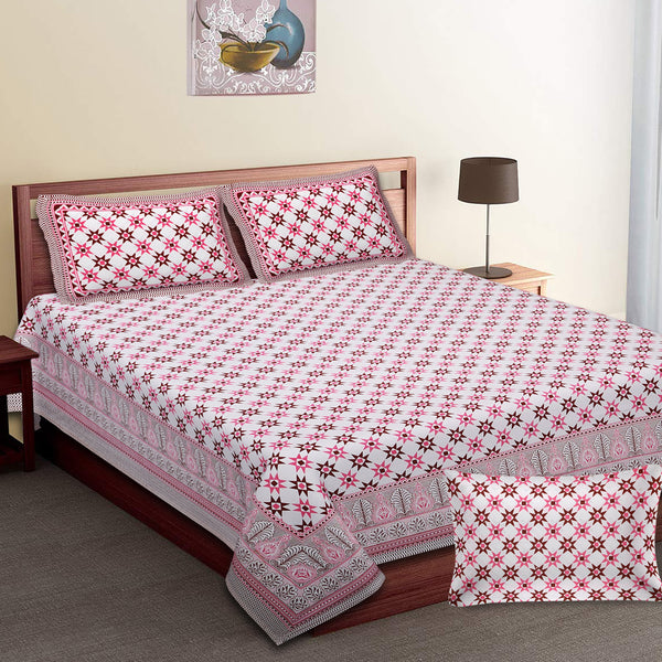 Luxury Cotton Bedsheet (120x120 inches) with 2 Pillow Covers – Soft & Stylish