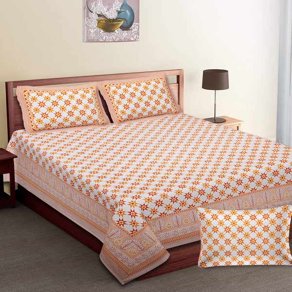 Luxury Cotton Bedsheet (120x120 inches) with 2 Pillow Covers – Soft & Stylish