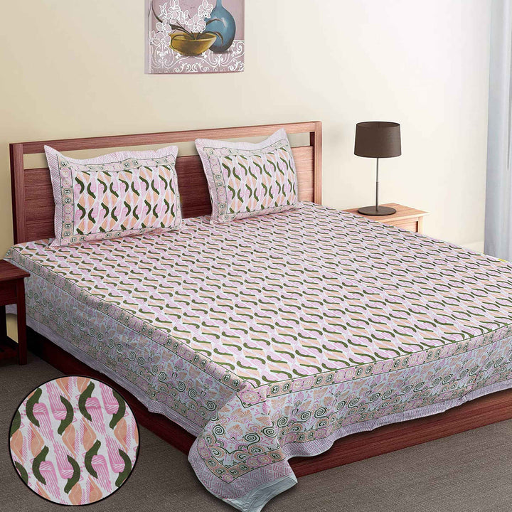 Luxury Cotton Bedsheet (120x120 inches) with 2 Pillow Covers – Soft & Stylish