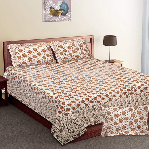 Luxury Cotton Bedsheet (120x120 inches) with 2 Pillow Covers – Soft & Stylish