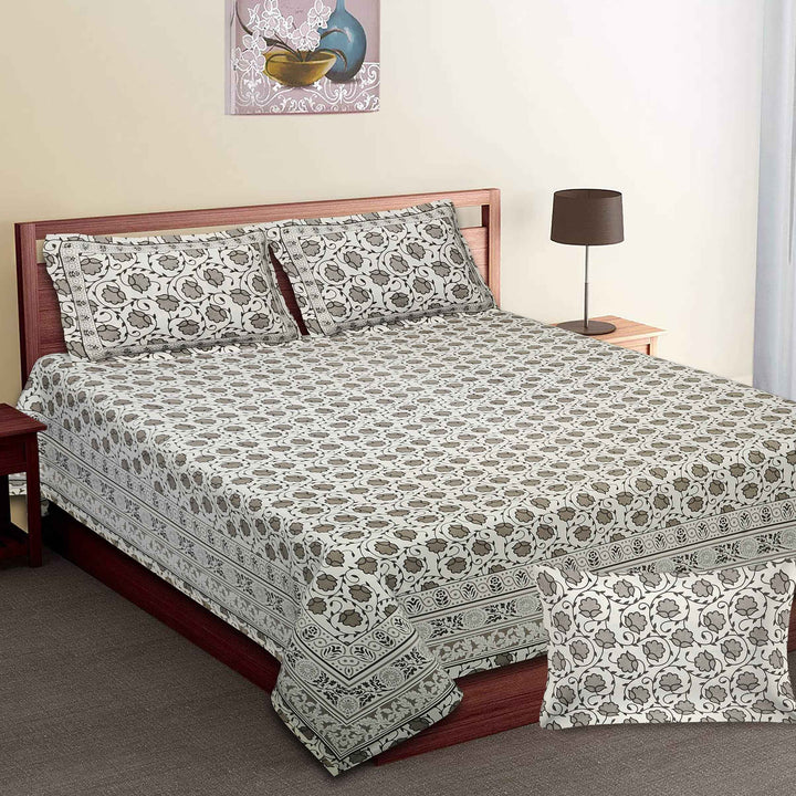 Luxury Cotton Bedsheet (120x120 inches) with 2 Pillow Covers – Soft & Stylish