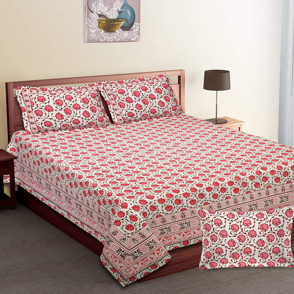 Luxury Cotton Bedsheet (120x120 inches) with 2 Pillow Covers – Soft & Stylish