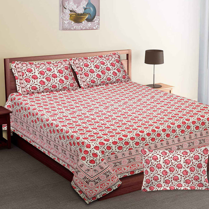 Luxury Cotton Bedsheet (120x120 inches) with 2 Pillow Covers – Soft & Stylish