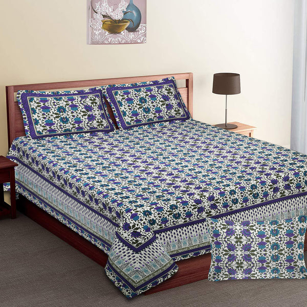 Luxury Cotton Bedsheet (120x120 inches) with 2 Pillow Covers – Soft & Stylish