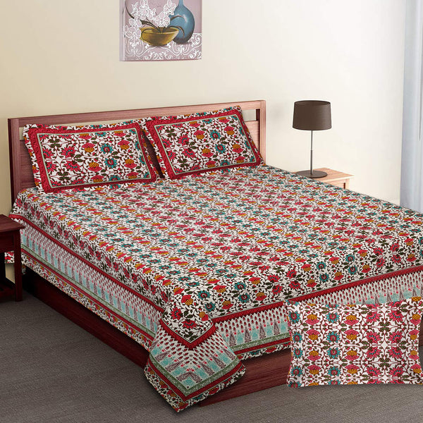 Luxury Cotton Bedsheet (120x120 inches) with 2 Pillow Covers – Soft & Stylish
