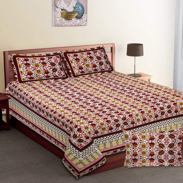 Luxury Cotton Bedsheet (120x120 inches) with 2 Pillow Covers – Soft & Stylish