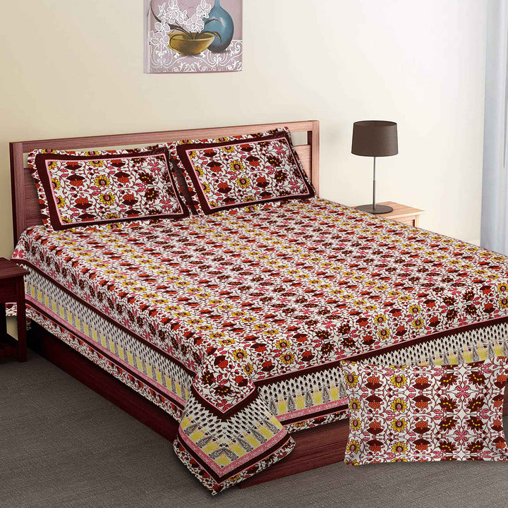 Luxury Cotton Bedsheet (120x120 inches) with 2 Pillow Covers – Soft & Stylish
