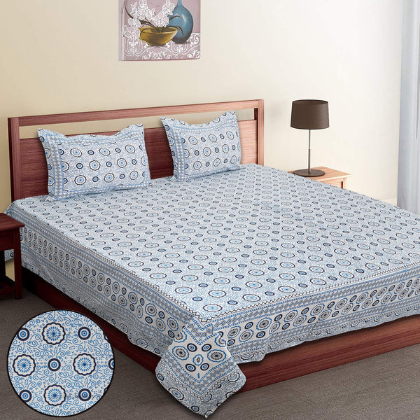 Luxury Cotton Bedsheet (120x120 inches) with 2 Pillow Covers – Soft & Stylish