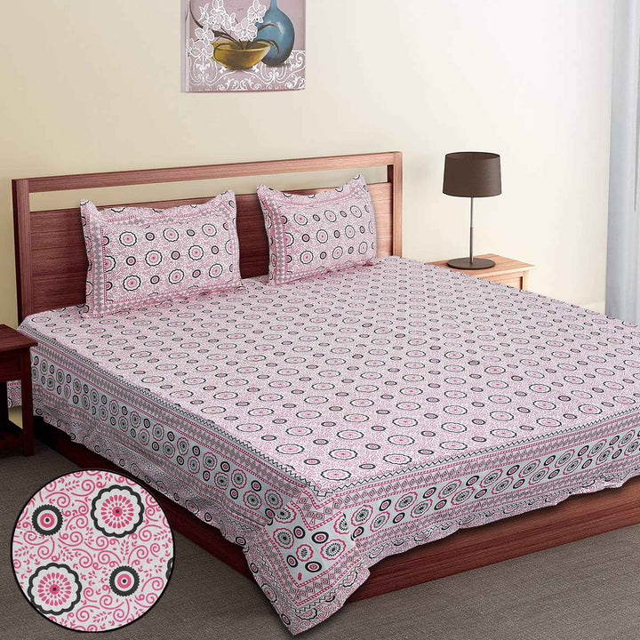 Luxury Cotton Bedsheet (120x120 inches) with 2 Pillow Covers – Soft & Stylish