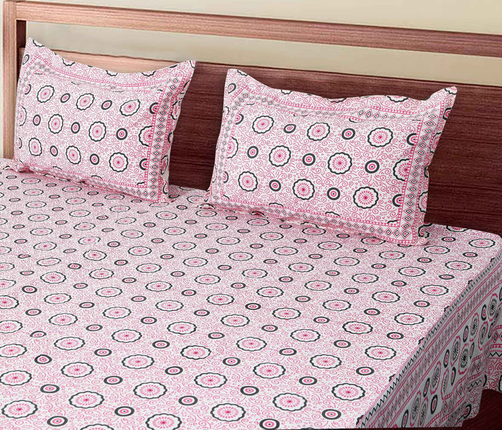 Luxury Cotton Bedsheet (120x120 inches) with 2 Pillow Covers – Soft & Stylish