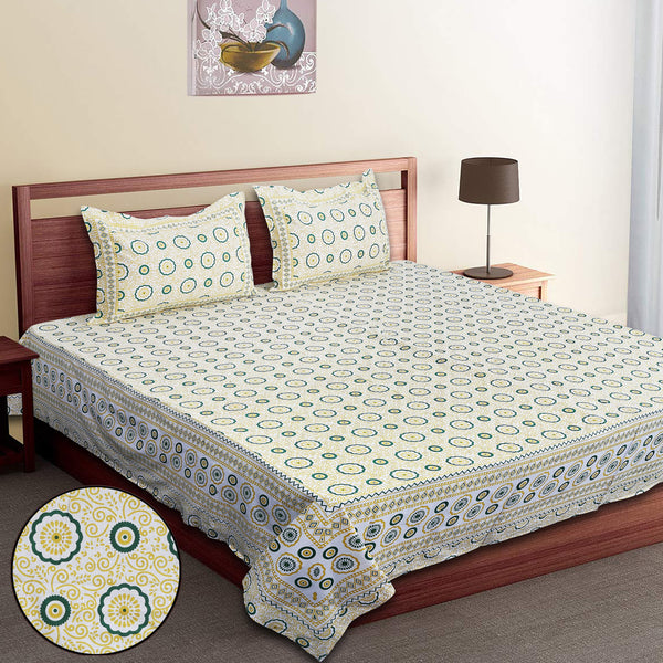 Luxury Cotton Bedsheet (120x120 inches) with 2 Pillow Covers – Soft & Stylish