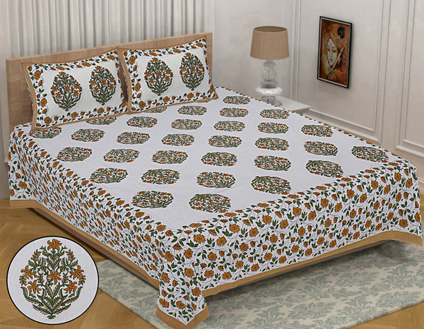 Jaipur Sanganeri Cotton Viscose Mix Bedsheet – Soft, Comfortable & Elegant (Buy 1 Get 1 Free)