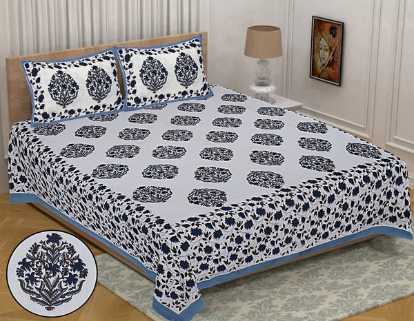 Jaipur Sanganeri Cotton Viscose Mix Bedsheet – Soft, Comfortable & Elegant (Buy 1 Get 1 Free)