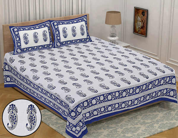 Jaipur Sanganeri Cotton Viscose Mix Bedsheet – Soft, Comfortable & Elegant (Buy 1 Get 1 Free)