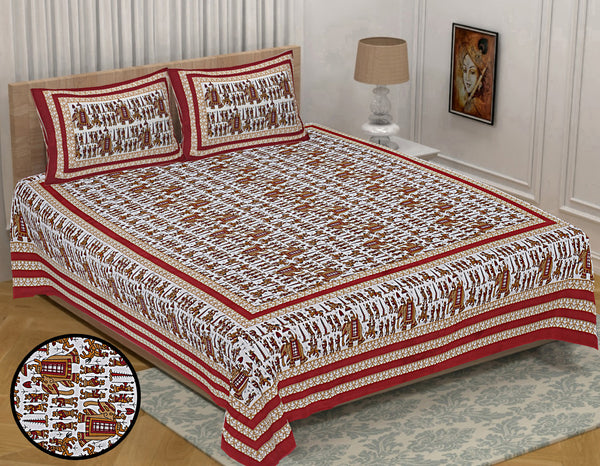 Jaipur Sanganeri Cotton Viscose Mix Bedsheet – Soft, Comfortable & Elegant (Buy 1 Get 1 Free)