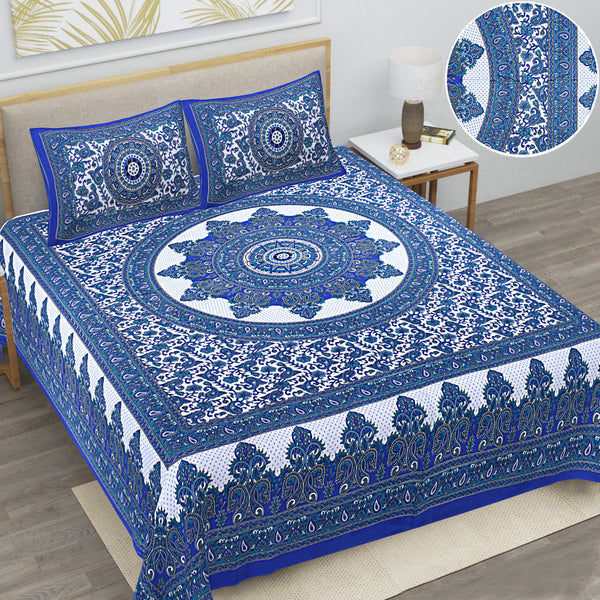 Jaipur Sanganeri Cotton Viscose Mix Bedsheet – Soft, Comfortable & Elegant (Buy 1 Get 1 Free)