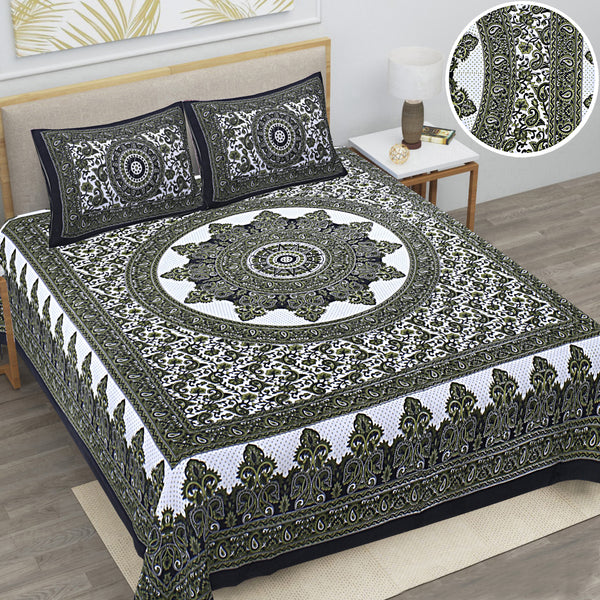 Jaipur Sanganeri Cotton Viscose Mix Bedsheet – Soft, Comfortable & Elegant (Buy 1 Get 1 Free)