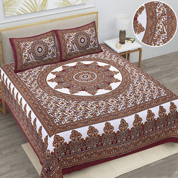 Jaipur Sanganeri Cotton Viscose Mix Bedsheet – Soft, Comfortable & Elegant (Buy 1 Get 1 Free)
