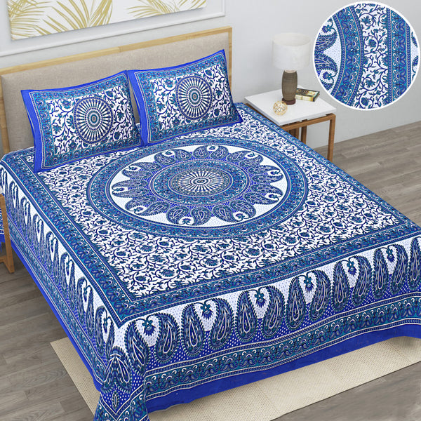 Jaipur Sanganeri Cotton Viscose Mix Bedsheet – Soft, Comfortable & Elegant (Buy 1 Get 1 Free)