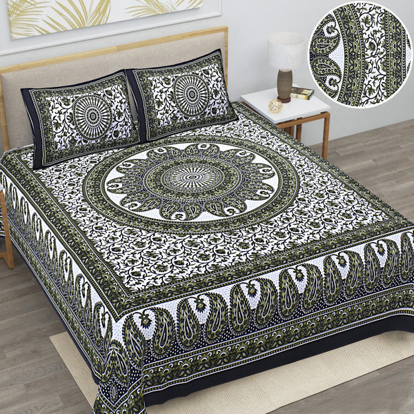 Jaipur Sanganeri Cotton Viscose Mix Bedsheet – Soft, Comfortable & Elegant (Buy 1 Get 1 Free)