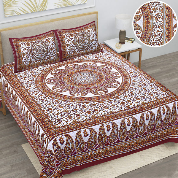 Jaipur Sanganeri Cotton Viscose Mix Bedsheet – Soft, Comfortable & Elegant (Buy 1 Get 1 Free)
