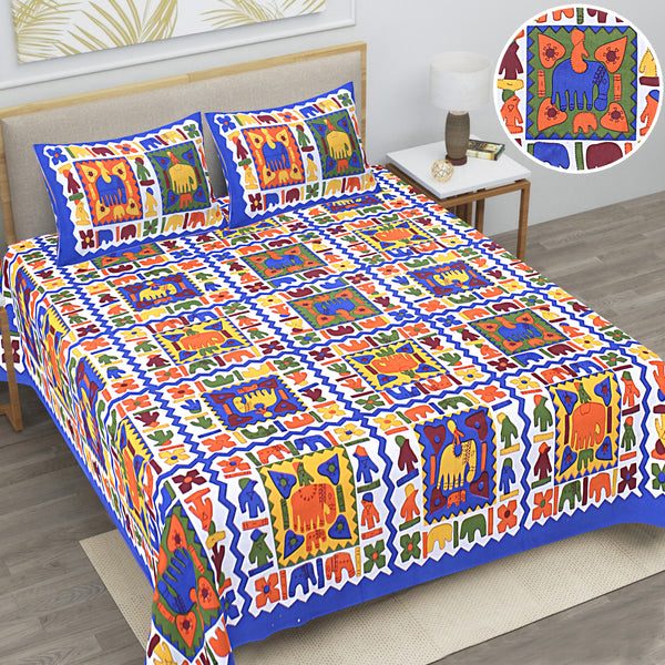 Jaipur Sanganeri Cotton Viscose Mix Bedsheet – Soft, Comfortable & Elegant (Buy 1 Get 1 Free)