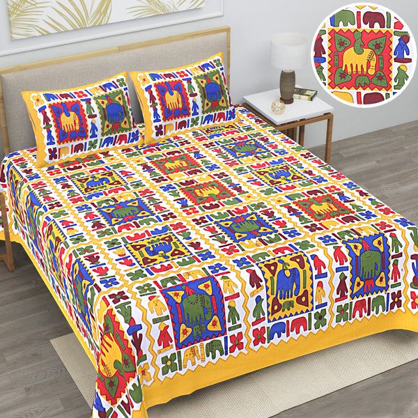 Jaipur Sanganeri Cotton Viscose Mix Bedsheet – Soft, Comfortable & Elegant (Buy 1 Get 1 Free)