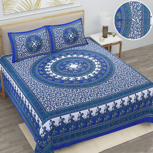 Jaipur Sanganeri Cotton Viscose Mix Bedsheet – Soft, Comfortable & Elegant (Buy 1 Get 1 Free)