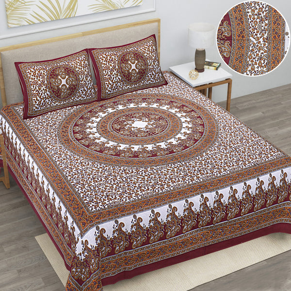 Jaipur Sanganeri Cotton Viscose Mix Bedsheet – Soft, Comfortable & Elegant (Buy 1 Get 1 Free)
